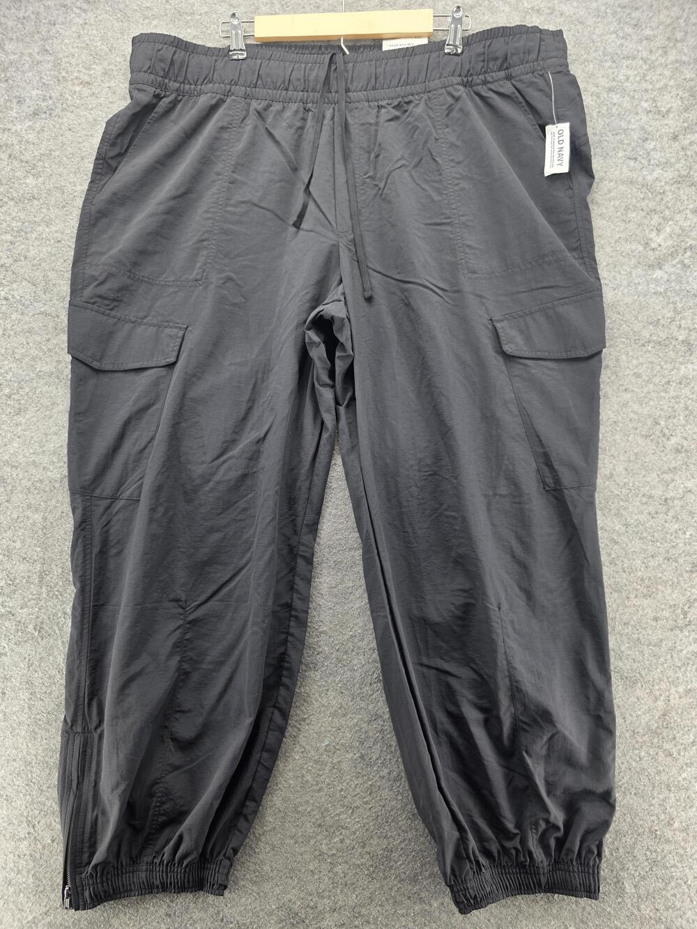 Old Navy Jogger Pants Womens 2XL Black High-Rise Quick Dry Cargo Zip Cuffs